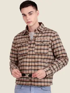 Leather Retail Men Spread Collar Checked Lightweight Woollen Tailored Jacket