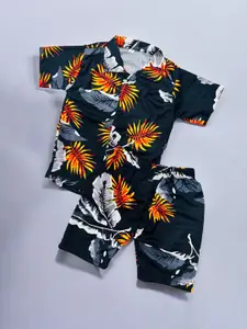 Moda Rapido Boys Floral Printed Shirt With Shorts