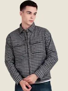 Leather Retail Men Spread Collar Checked Lightweight Woollen Tailored Jacket