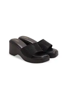 JM Looks Embellished Wedge Slide Sandals