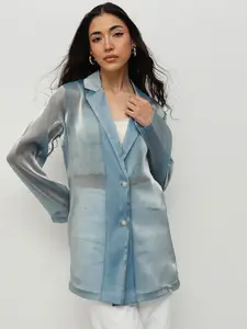 HOUSE OF S Women Single Breasted Longline Sheer Blazer