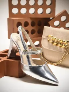 Jm Looks Metallic Slingback Block Heel Sandals