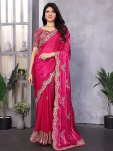 elora Embroidered Sequinned Saree With Unstitched Blouse Piece
