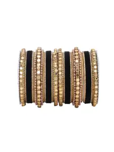 leshya Women Set Of 30 Mirror-Studded Brass Bangles