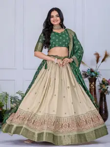 ODETTE Floral Printed Semi-Stitched Lehenga Choli With Dupatta