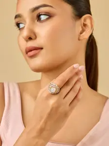 Kushal's Fashion Jewellery White Gold-Plated Party Zircon Finger Ring