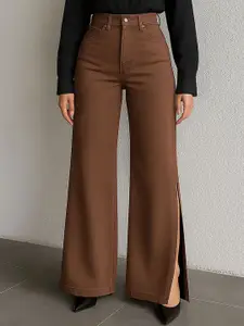 SASSAFRAS Women Wide Leg High-Rise Non Stretchable Jeans