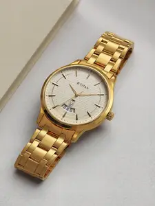 Titan Men Brass Dial & Stainless Steel Straps Analogue Watch1825YM12