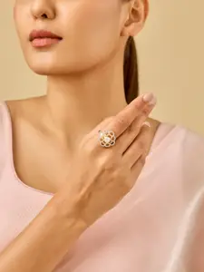 Kushal's Fashion Jewellery White Gold-Plated Party Zircon Finger Ring