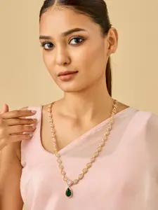 Kushal's Fashion Jewellery Gold-Plated Zircon Stone Studded Necklace
