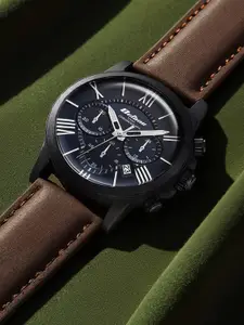 Titan Men Blue Dial & Brown Stainless Steel Straps Analogue Watch 90152NL01