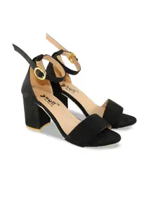 SKOLL Suede Women Block Heels Sandals with Buckles