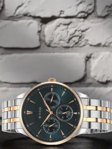 Titan Men Blue Dial & Stainless Steel Bracelet Style Straps Analogue Watch 90127KM02