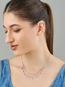 Kushal's Fashion Jewellery Rhodium-Plated Zircon Studded Layered Necklace