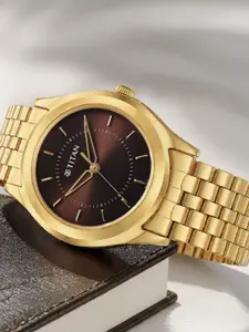 Titan Men Karishma Bracelet Style Analogue Watch 1648YM06-Brown