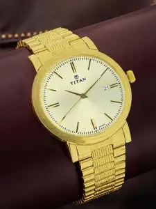 Titan Men Gold-Toned Dial Watch 1712YM03