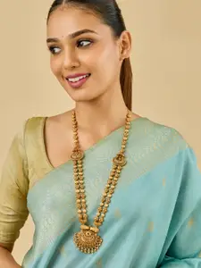 Kushal's Fashion Jewellery Gold-Plated Artificial Stones Studded Antique Necklace