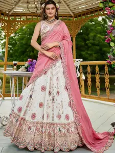 panchhi Embroidered Sequinned Semi-Stitched Lehenga & Unstitched Blouse With Dupatta