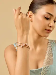 Kushal's Fashion Jewellery Set Of 2 Rose Gold-Plated Party Zircon-Studded  Bangles