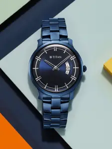 Titan Men Dial & Stainless Steel Bracelet Style Straps Analogue Watch 90170QM01