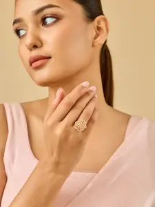 Kushal's Fashion Jewellery White Gold-Plated Party Zircon Finger Ring