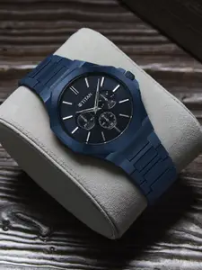 Titan Men Classique Blue Stainless Steel Analogue Multi Function Watch-90198QM01