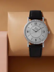 Titan Men Silver-Toned Dial Watch 1639SL03