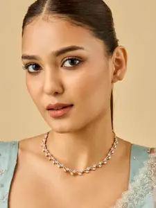 Kushal's Fashion Jewellery Gold-Plated Zircon Stone Studded Necklace