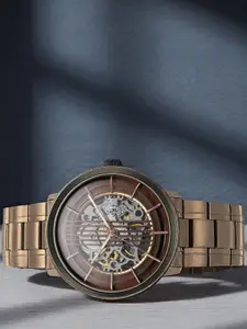 Titan Men Bronze Dial & Stainless Steel Straps Watch 1848KM05