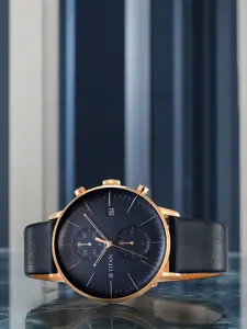 Titan Men Blue Dial Leather Straps Analogue Watch-90146WL01