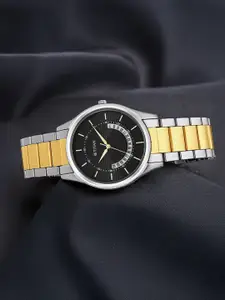 Titan Men Black Dial & Multicoloured Stainless Steel Bracelet Style Straps Analogue Watch 1713BM02