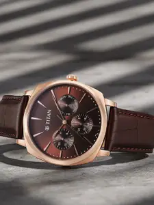 Titan Men Classique Leather Analogue Watch 90189WL01-Blue