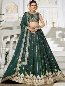 panchhi Embroidered Sequinned Semi-Stitched Lehenga & Unstitched Blouse With Dupatta