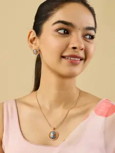 Kushal's Fashion Jewellery  Gold-Plated Party Zircon Pendant Set