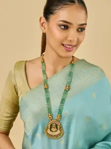 Kushal's Fashion Jewellery Gold-Plated Stone Studded & Beaded Antique Necklace