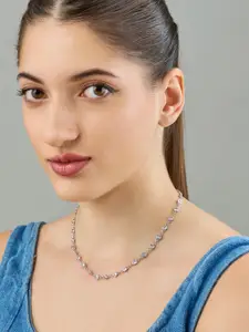 Kushal's Fashion Jewellery Rhodium-Plated Zircon Studded Necklace