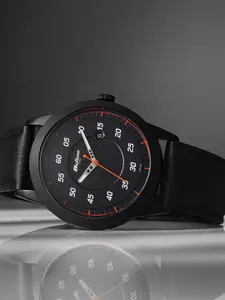 Titan Men Brass Embellished Dial & Leather Straps Analogue Watch 1806NL05