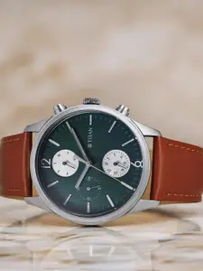 Titan Men Textured Dial & Leather Straps Analogue Watch 1805SL11