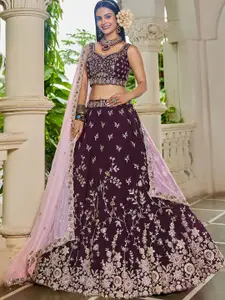 panchhi Embroidered Sequinned Organza Semi-Stitched Lehenga & Blouse With Dupatta