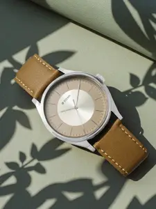 Titan Men Colourblocked Dial & Leather Straps Analogue Watch 1802SL09