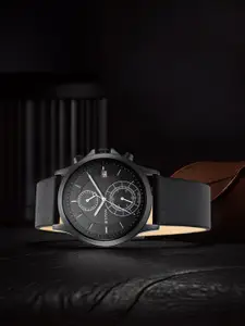 Titan Men Black Brass Patterned Dial & Black Straps Analogue Watch 1870NL01