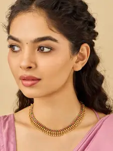 Kushal's Fashion Jewellery Copper Gold-Plated Antique Necklace