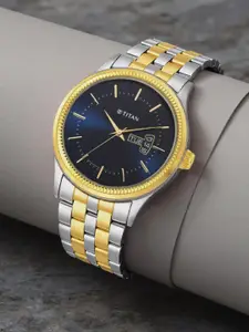 Titan Men gents karishma 2021-22 Brass Patterned Dial Straps Analogue Watch 1824BM03