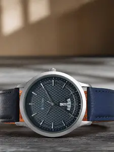 Titan Men Brass Dial & Leather Straps Analogue Watch1825SL14