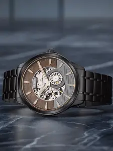 Titan Men Skeleton Dial & Stainless Steel Bracelet Style Straps Analogue Watch NQ1793KM04