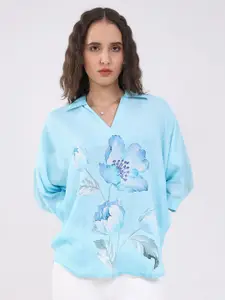 Global Republic Women Floral Printed Shirt Collar Regular Top