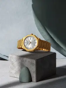 Titan Men Brass Dial Stainless Steel Straps Analogue Watch 90167YM01