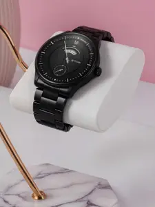 Titan Men Black Embellished Dial & Black Stainless Steel Bracelet Style Straps Analogue Watch 1890NM01