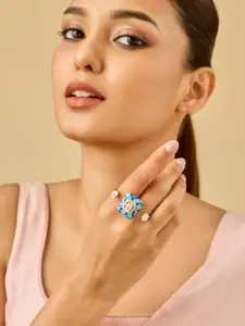 Kushal's Fashion Jewellery White Gold-Plated Party Zircon Finger Ring