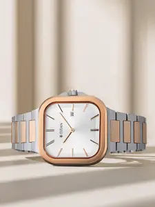 Titan Men Brass Dial & Stainless Steel Straps Analogue Watch 90176KM01